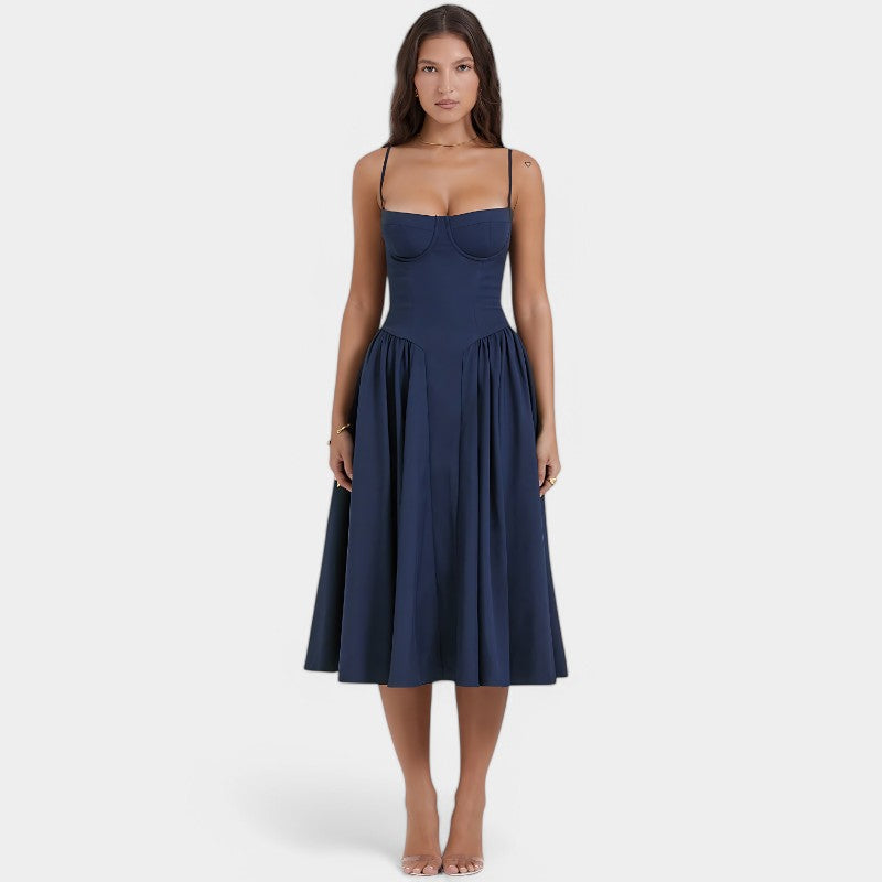 Laurine – Elegantes Midi-Kleid mit Korsett-Detail