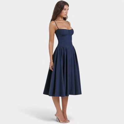 Laurine – Elegantes Midi-Kleid mit Korsett-Detail