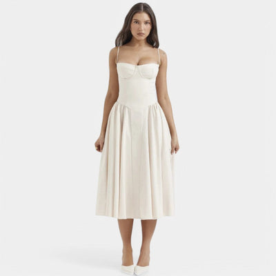 Laurine – Elegantes Midi-Kleid mit Korsett-Detail