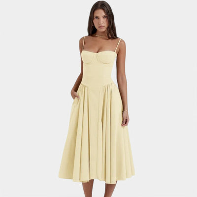 Laurine – Elegantes Midi-Kleid mit Korsett-Detail