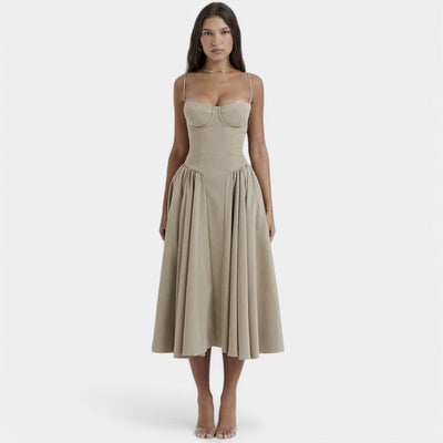Laurine – Elegantes Midi-Kleid mit Korsett-Detail