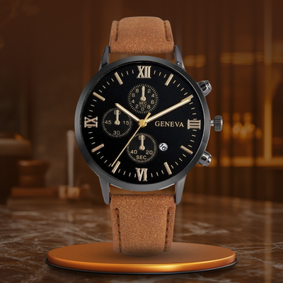 Lässige Herren Analog Quarzuhr Mit Lederarmband und Datum - Timeless Elegance