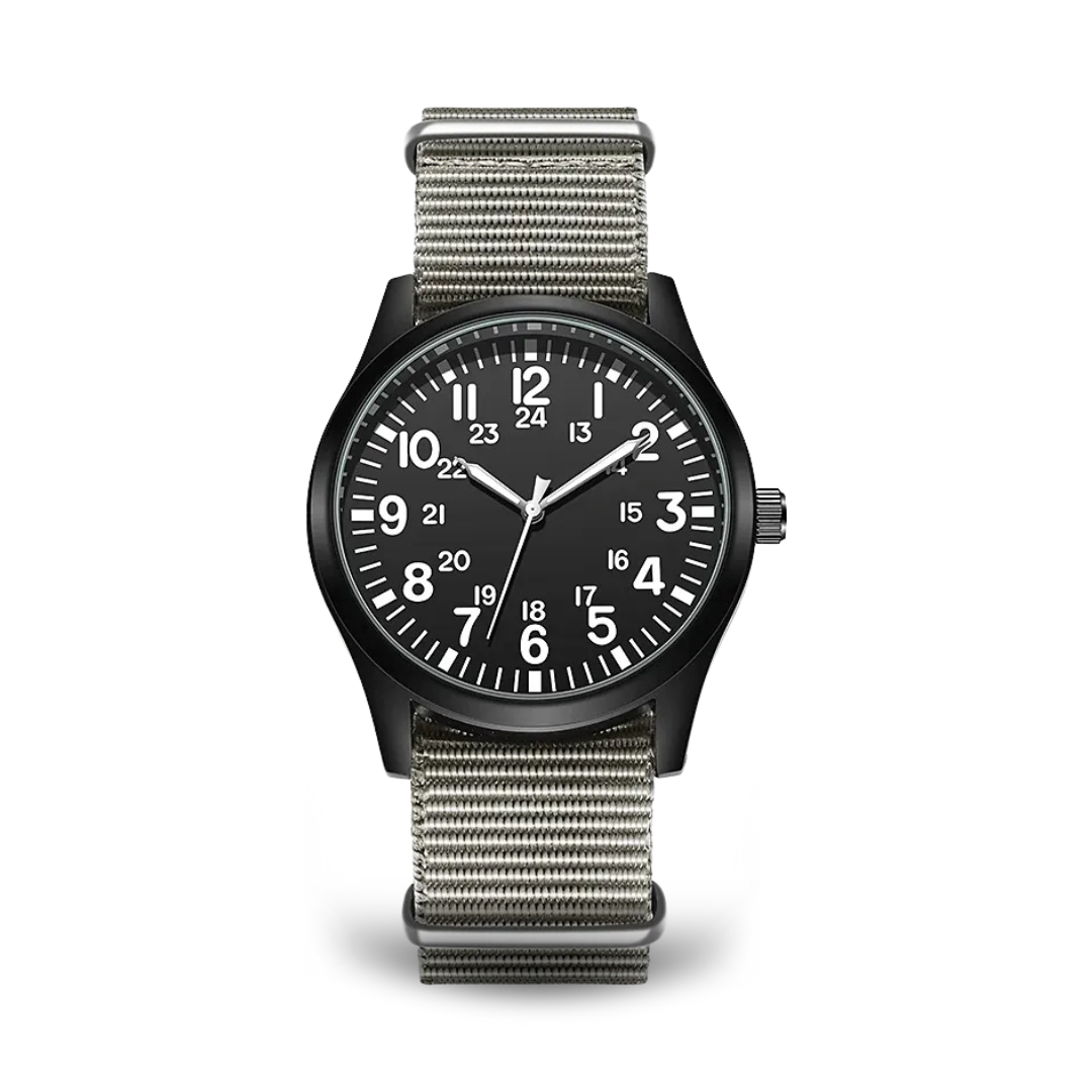 Militärische Felduhr 42mm mit Quarzwerk und Strapazierfähigem Stoffarmband - Stilvoll und Robust