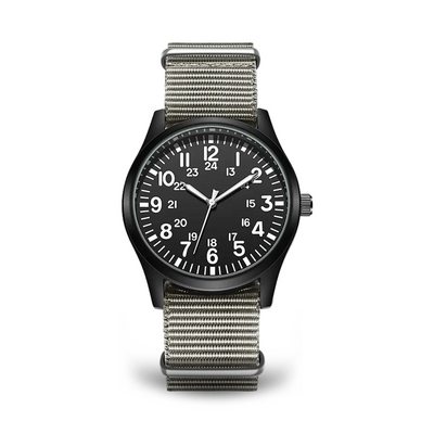 Militärische Felduhr 42mm mit Quarzwerk und Strapazierfähigem Stoffarmband - Stilvoll und Robust