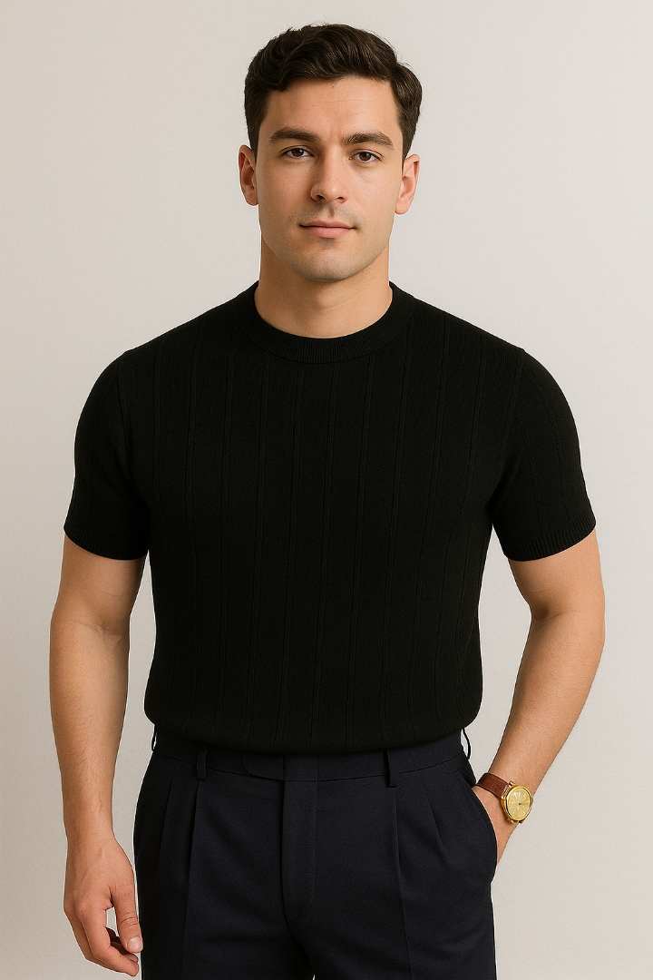 Hudson Strick T-Shirt Herren Kurzarm