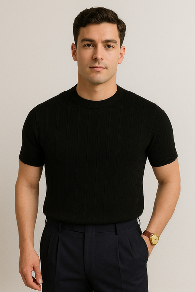 Hudson Strick T-Shirt Herren Kurzarm