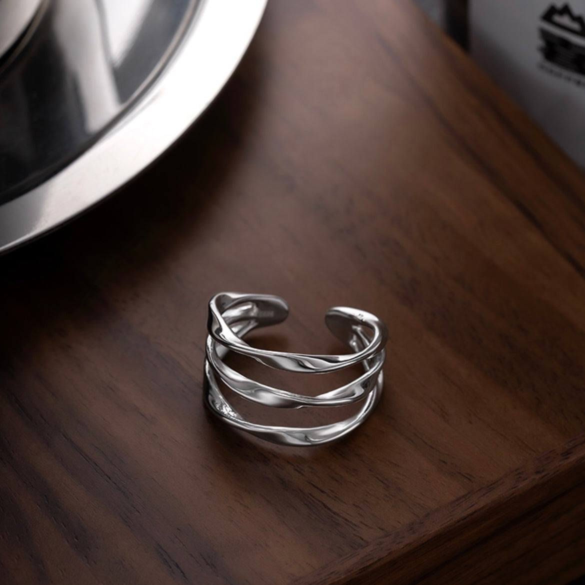 Silber Minimalistisch Dreifach Twist Line Ring