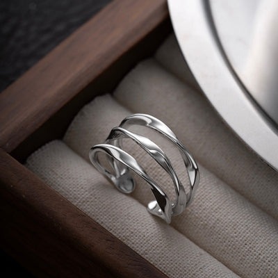 Silber Minimalistisch Dreifach Twist Line Ring