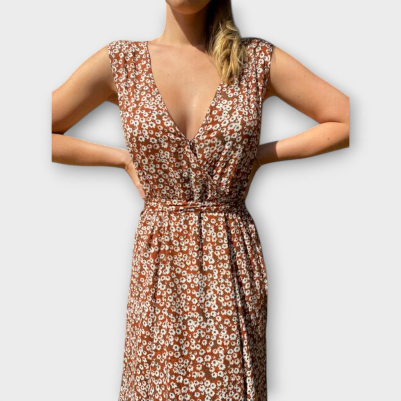 Boho Maxikleid Damen Mit Blumenmuster - Ärmellos, V-Ausschnitt, Lockerer Schnitt, Perfekt Für Sommer