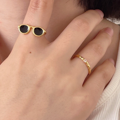 Schwarzer Emaille glasierte Gläser Ring