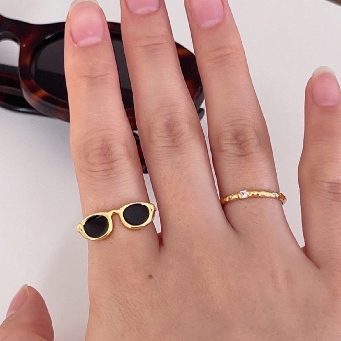 Schwarzer Emaille glasierte Gläser Ring