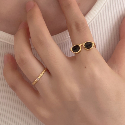 Schwarzer Emaille glasierte Gläser Ring