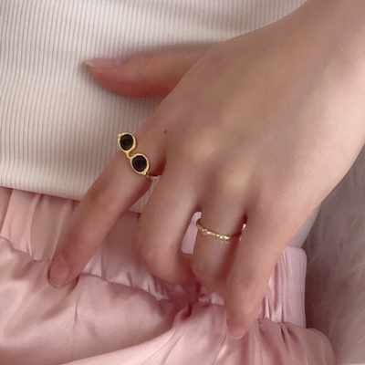 Schwarzer Emaille glasierte Gläser Ring