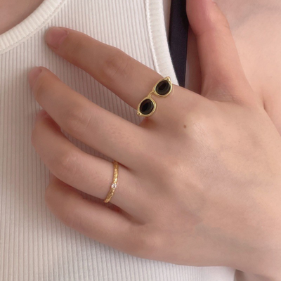 Schwarzer Emaille glasierte Gläser Ring