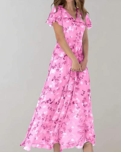 Garnet – Chiffonkleid mit Blumenmuster