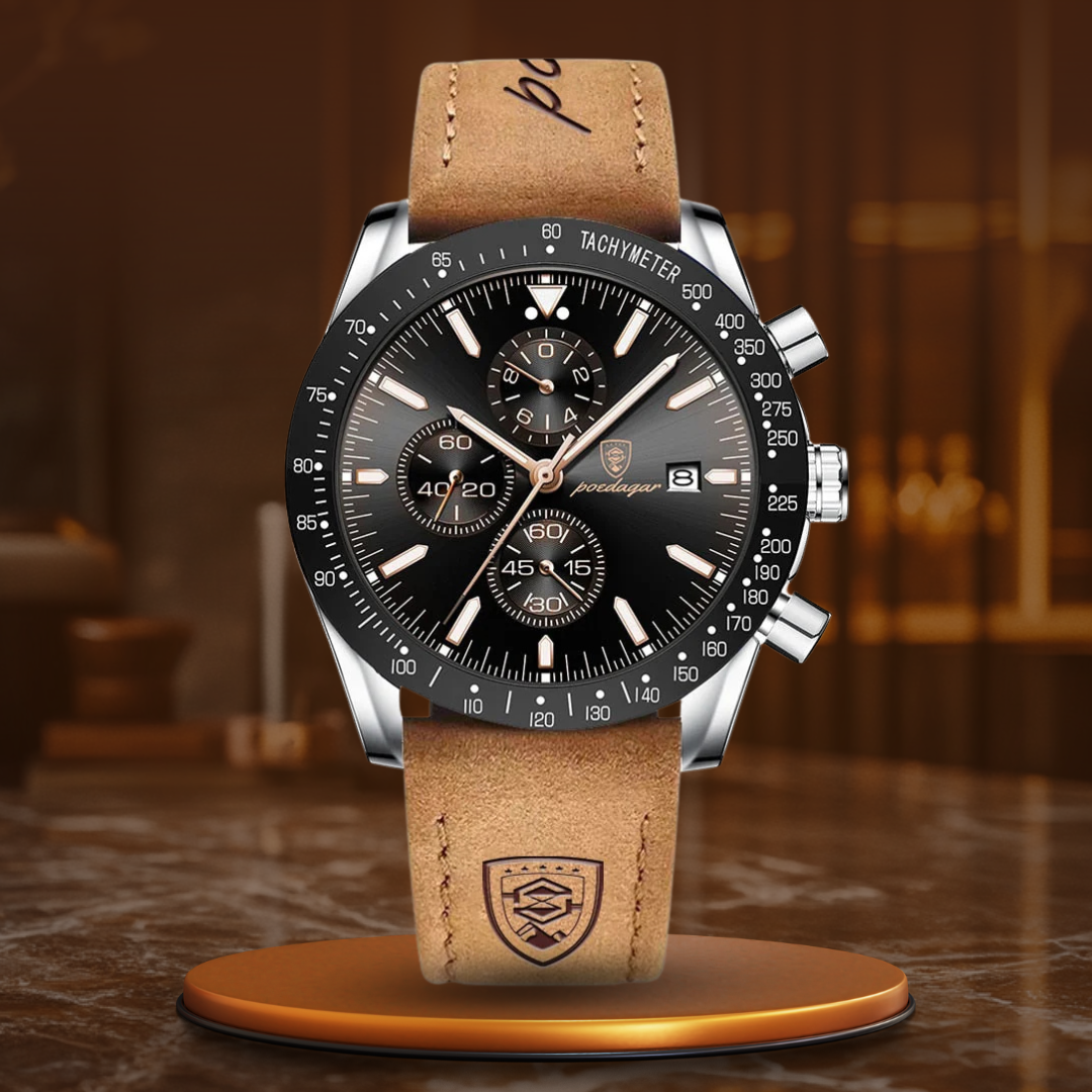 Premium Chronograph Uhr Mit Leuchtdatum, Wasserdicht, Stoßfest, Elegantes Design