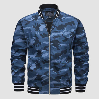 Jacke aus leichtem material mit reißverschluss und zweifarbigem design