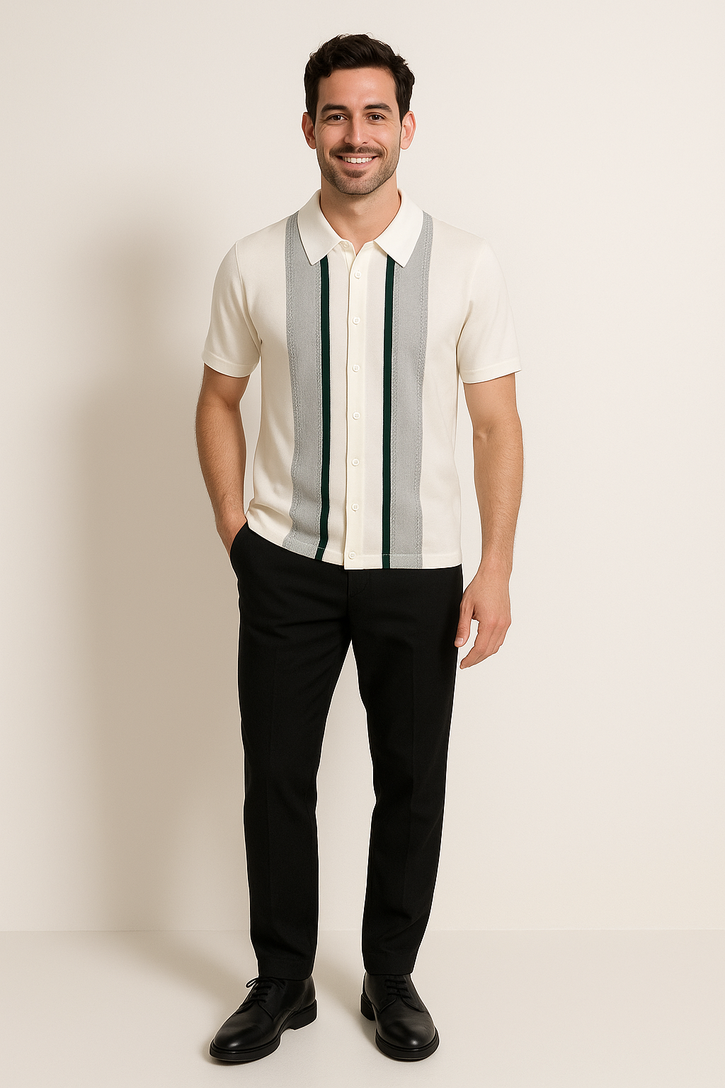Miles Strickhemd Kurzarm mit Streifen