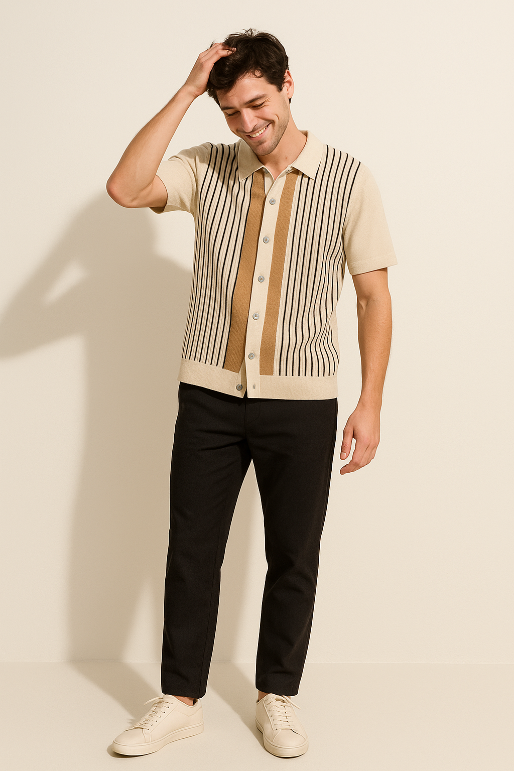 Nathan Strickpoloshirt Kurzarm mit Streifen