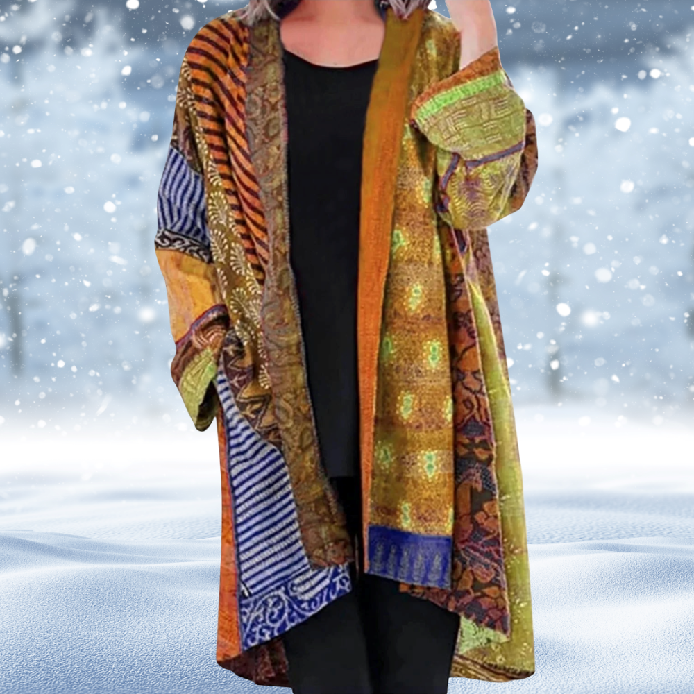 Rhian - Abstrakte Vintage-Strickjacke