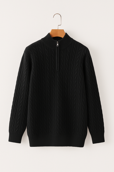 Noah Zopfstrickpullover mit Reißverschluss