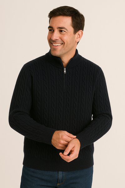 Noah Zopfstrickpullover mit Reißverschluss