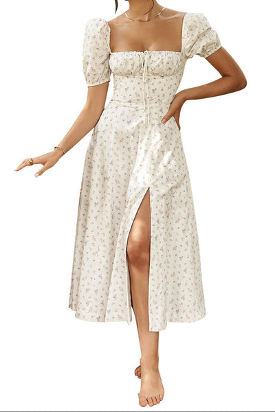 Daniela Midikleid mit quadratischem Halsausschnitt