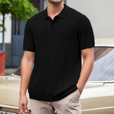 Isaak Ribbed Polo Shirt mit Kurzarm
