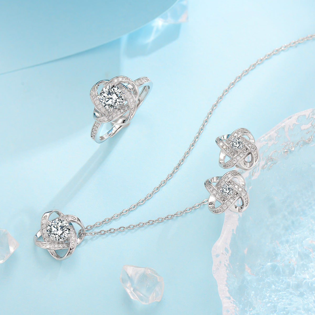 Fleur de Givre Klee-Knoten-Set | Weißgold