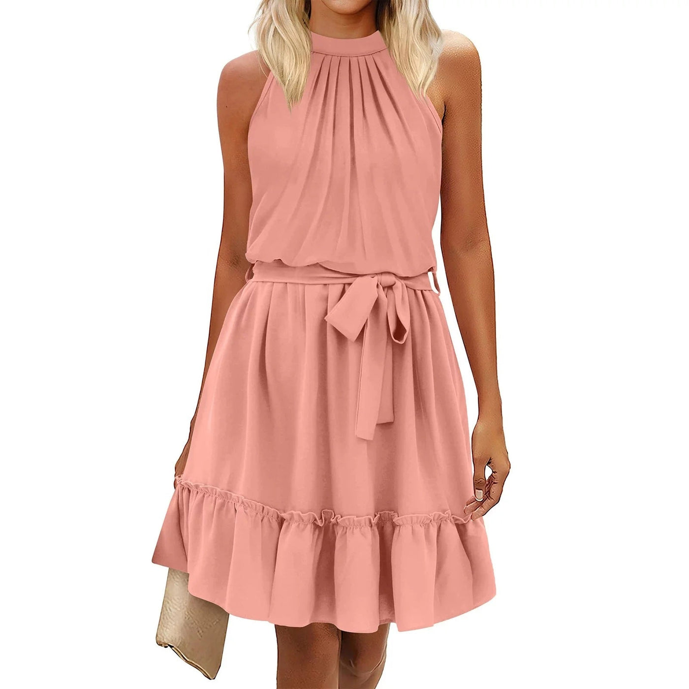 Elegantes Rundhalsausschnitt-Halterkleid - Sommerlicher Style