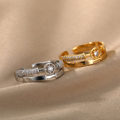 Daisy | Verstellbarer Stern Ring in Gold Zirkon