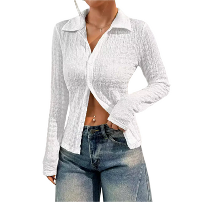 Strukturiertes Damenhemd - zeitloser Langarm-Stil