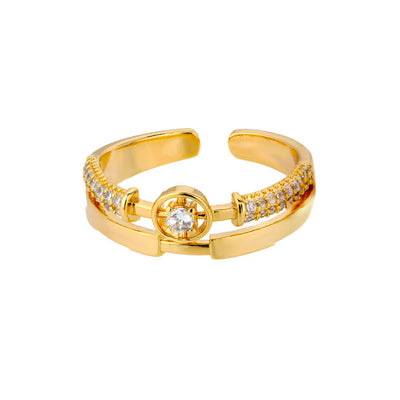Daisy | Verstellbarer Stern Ring in Gold Zirkon