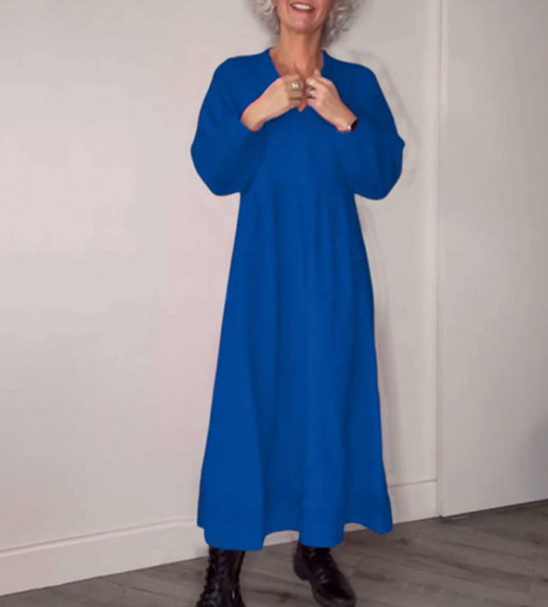 Teresa - Langes Maxikleid mit langen Ärmeln und minimalistischem Stil