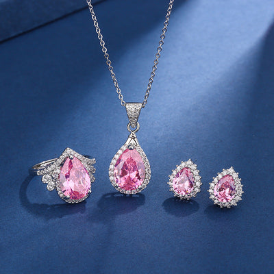 Aria Teardrop Pink Set | Weißgold