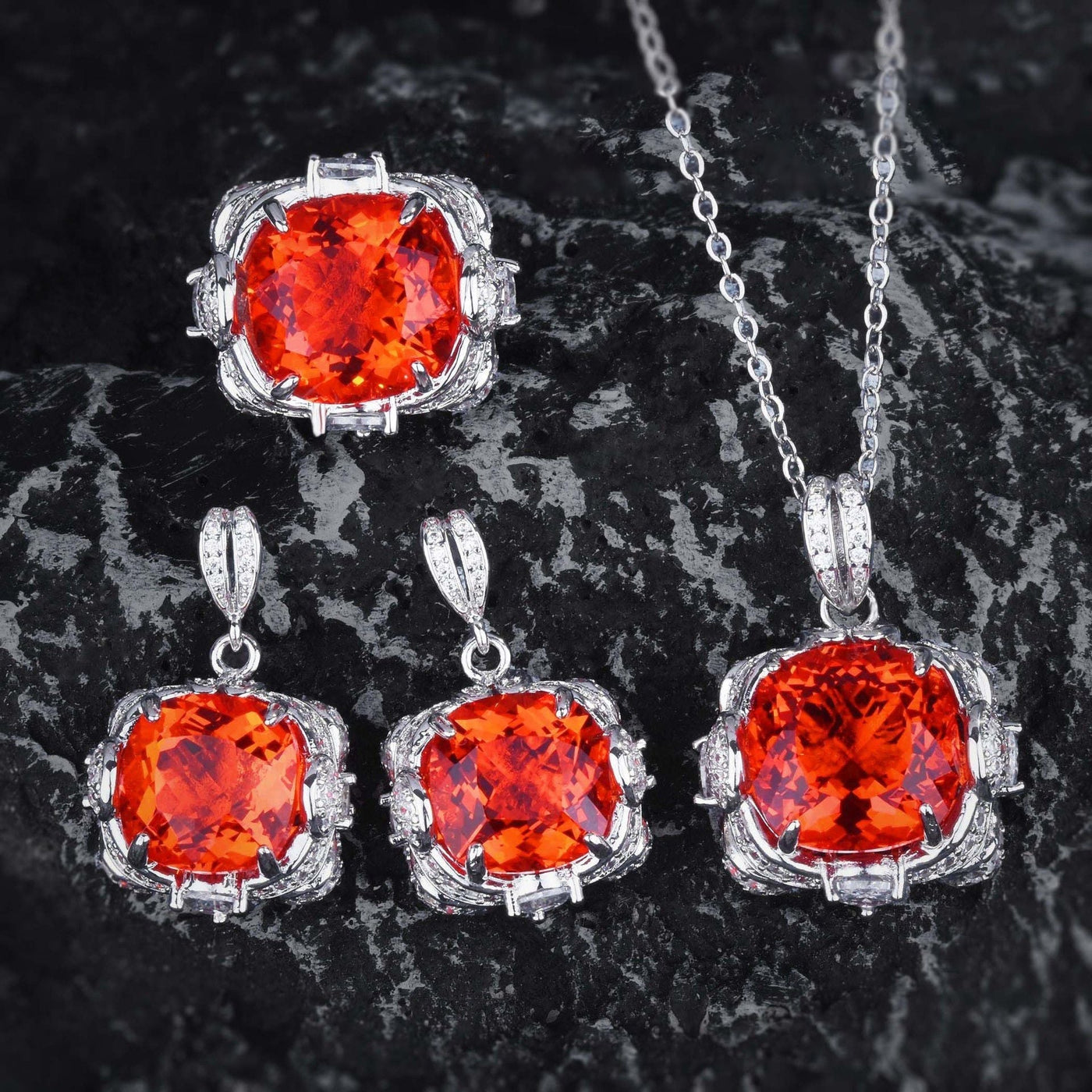 Velora Thandrelle Orange Set | Weißgold