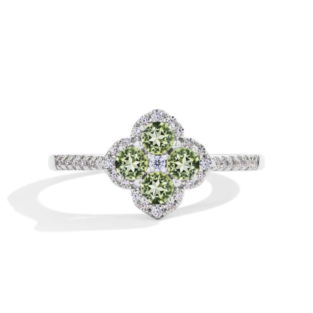 Soraya Clover Ring Green | White gold