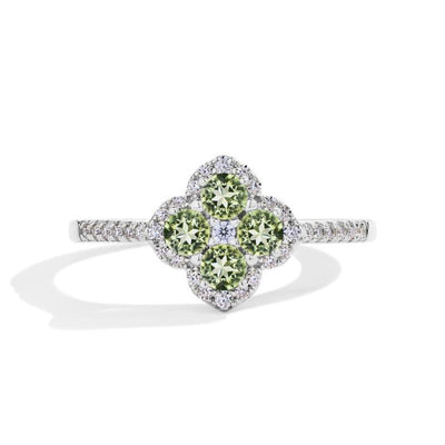 Soraya Clover Ring Green | White gold