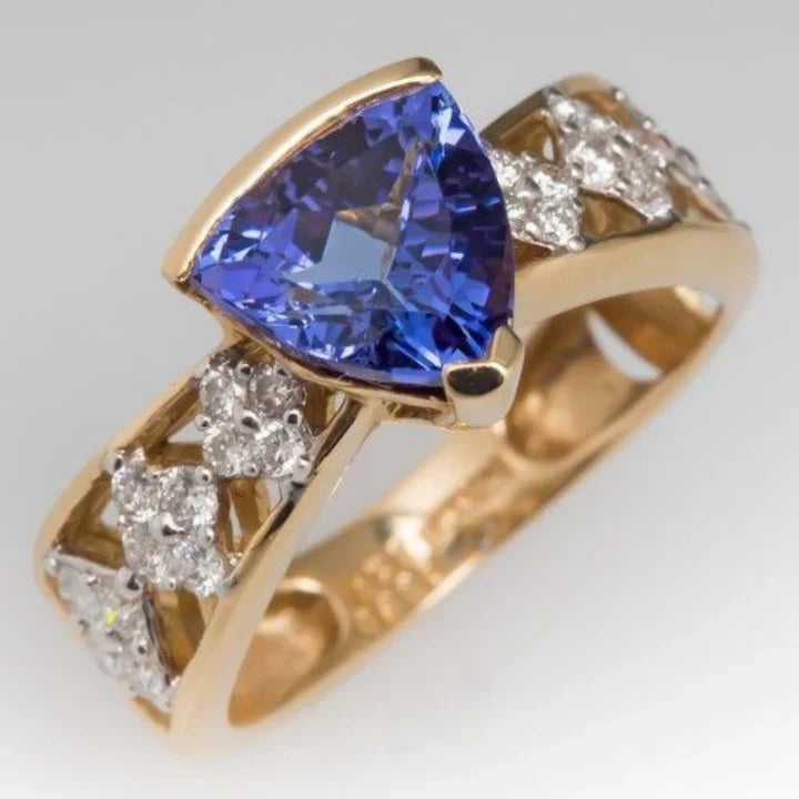Blauer Diamant Glanzgoldring