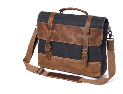 Catalonia™ Vintage Canvas Schultertasche aus Vollleder und Baumwolle – 9L Stauraum, Unisex