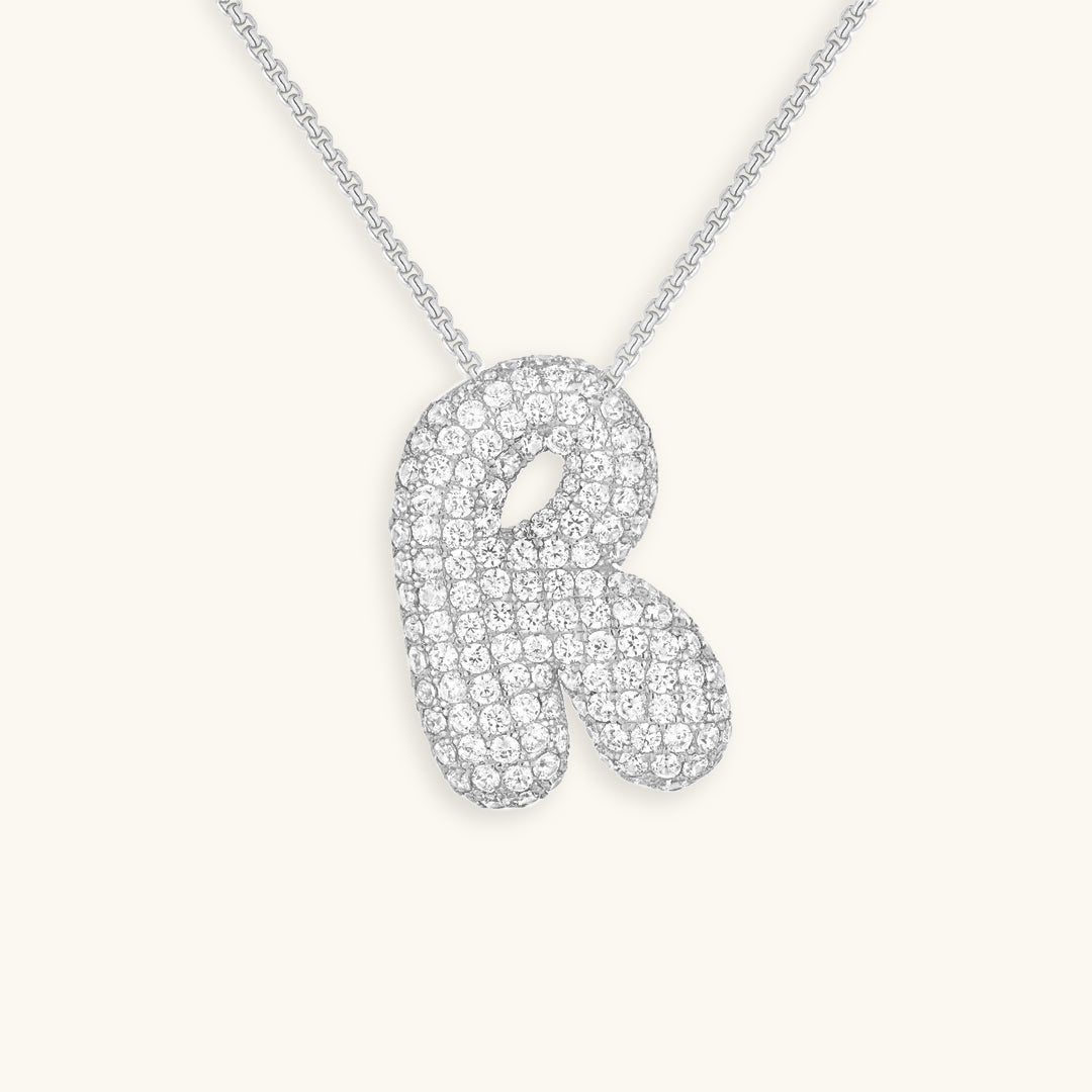 Bubble Initial Diamond Halskette