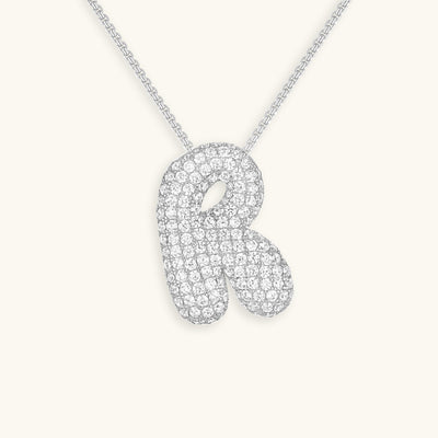 Bubble Initial Diamond Halskette