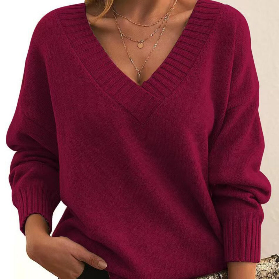 Joelle | Lässiger Pullover mit V-Ausschnitt