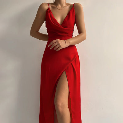 Midnight Cotton | Elegantes Midikleid Mit Hohem Schlitz