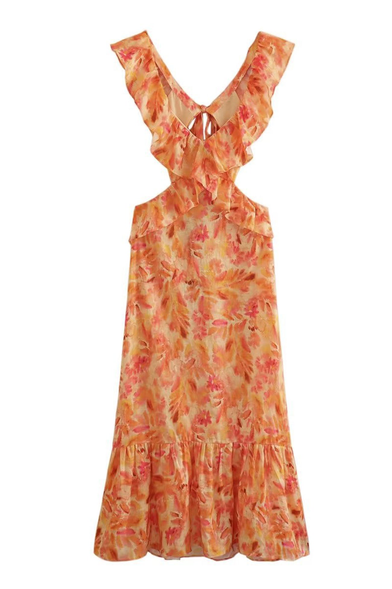 Ariella Floral Ruffle Dress – Zarte Blumenmuster, Verspielte Rüschendetails, Bequemer Stoff