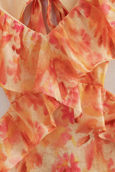 Ariella Floral Ruffle Dress – Zarte Blumenmuster, Verspielte Rüschendetails, Bequemer Stoff