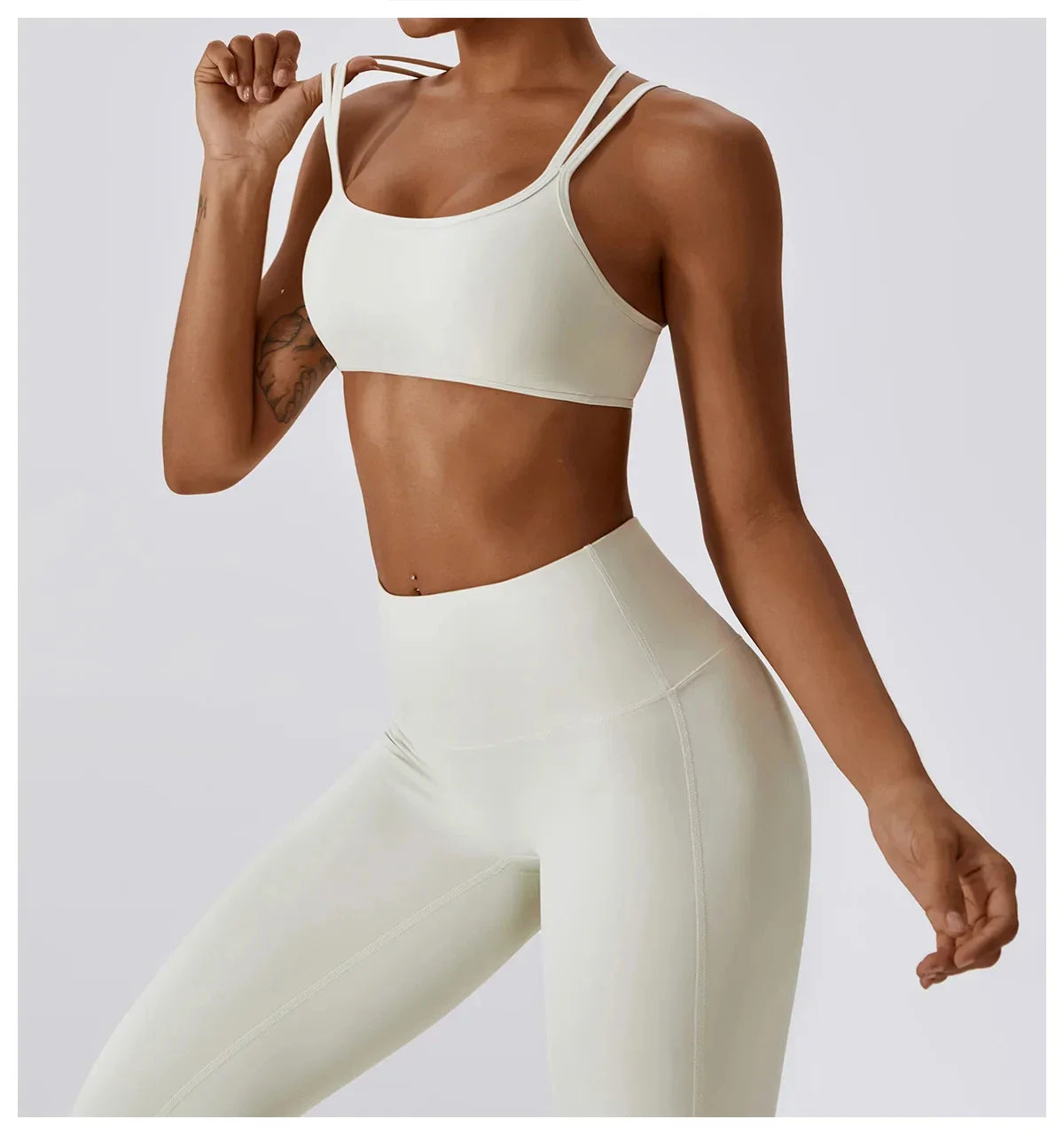 Elegantes 2-teiliges Damen Yoga Outfit mit Hoher Taille Leggings und Oberteil für Sport