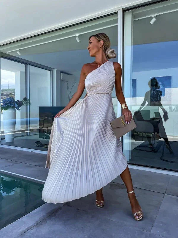 Iscariel – Elegantes One-Shoulder-Plisseekleid