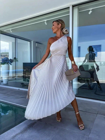 Iscariel – Elegantes One-Shoulder-Plisseekleid