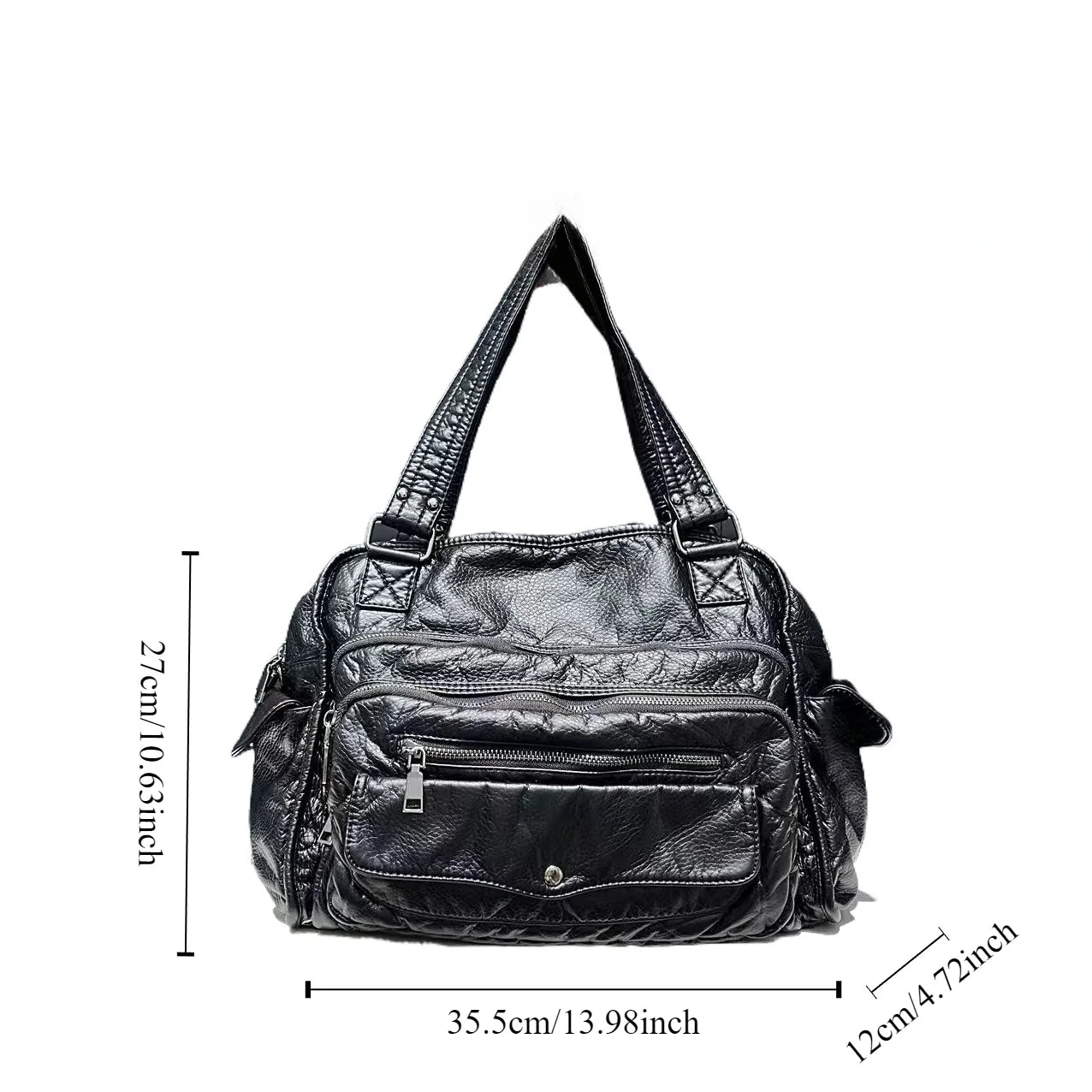 Damen Vintage Tote Bag aus Veganem Leder, Y2K Stil, Große Kapazität, Schulter- und Crossbody-Design